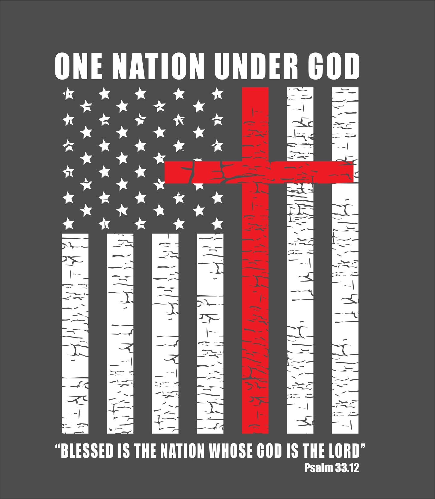 Steadfast American One Nation Under God Patriotic Cross Flag T-Shirt • Christian Flag Tee American Faith Apparel
