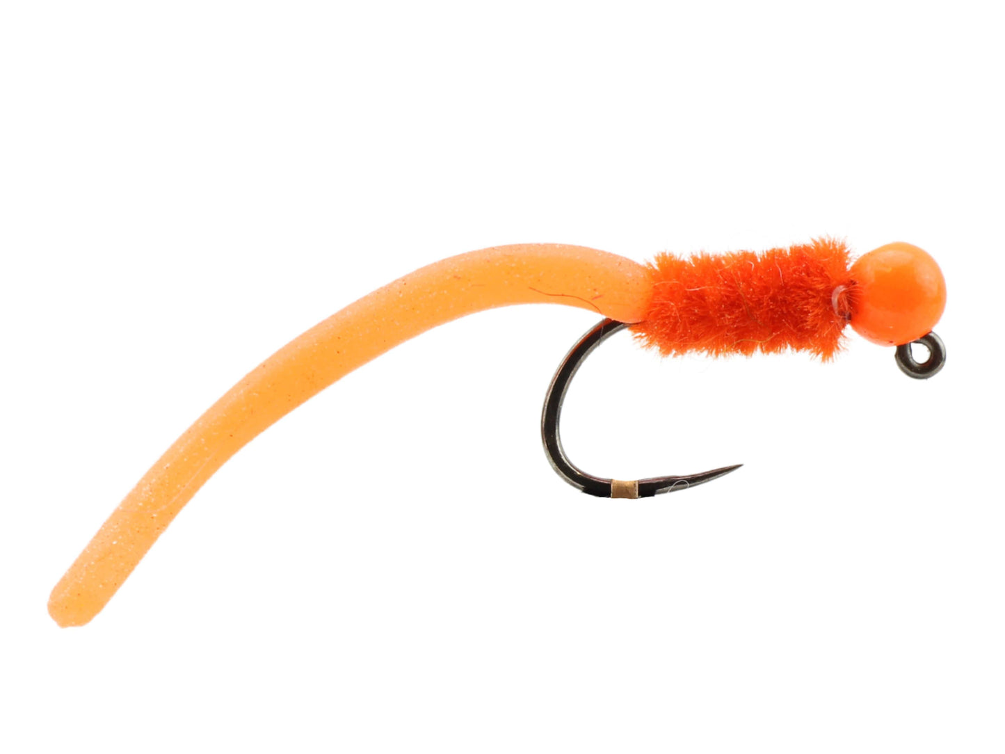 Wild Water - Tungsten Bead Head Orange Squirmy Worm, Size 12, Qty. 6