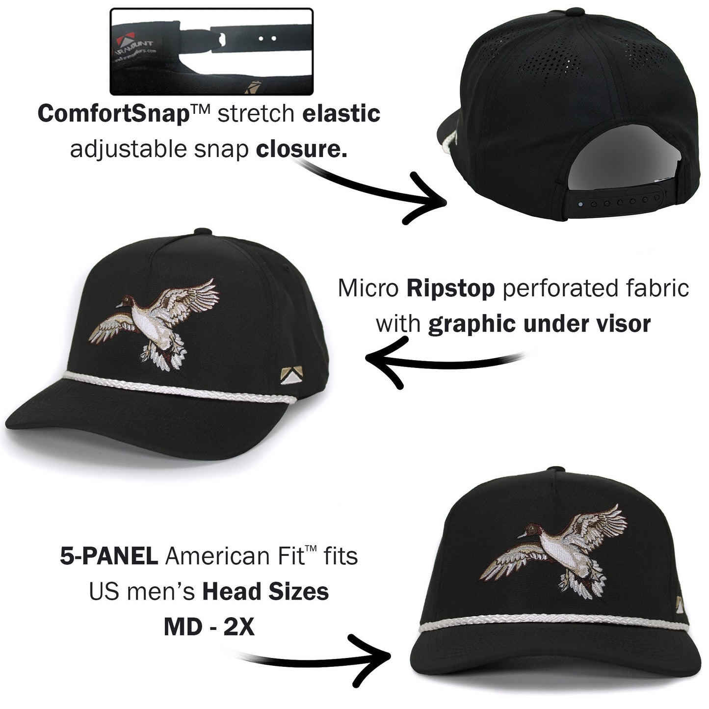 Paramount Outdoors Black Pintail Performance Rope Cap