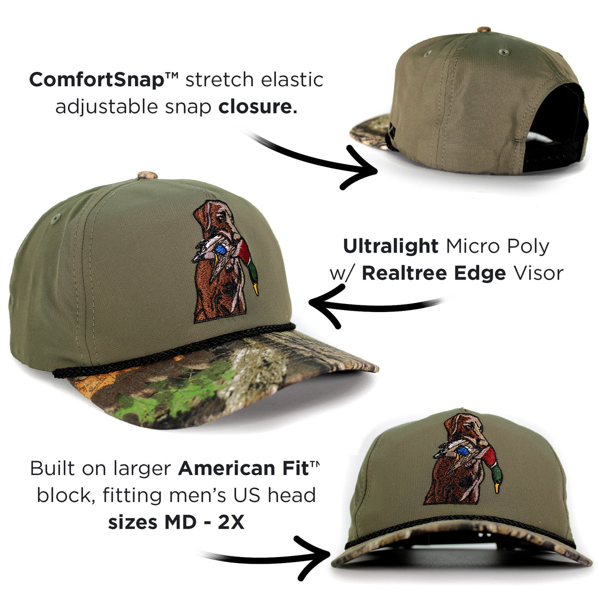 Paramount Outdoors Chocolate Lab Duck Dog 5-Panel Camo Visor
