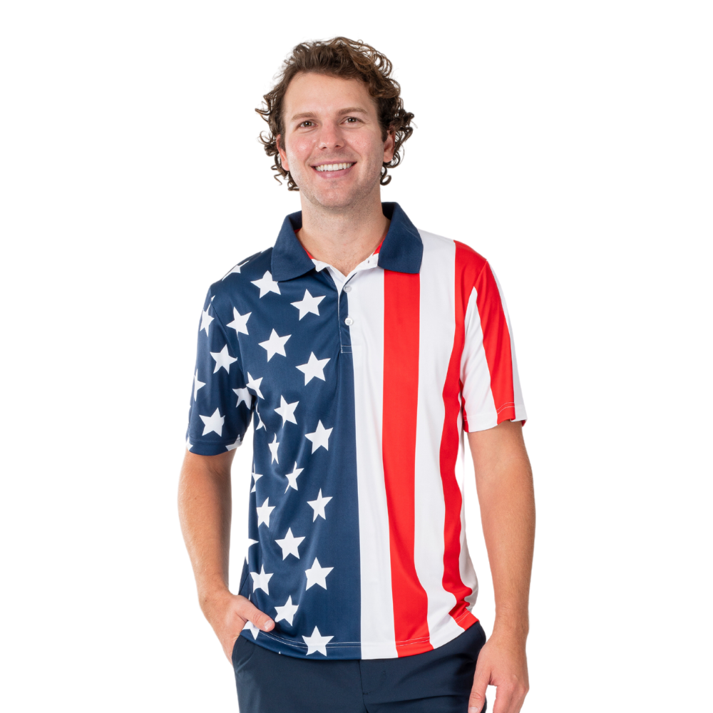 The Flag Shirt Men's Performance Golf American Flag Shirt