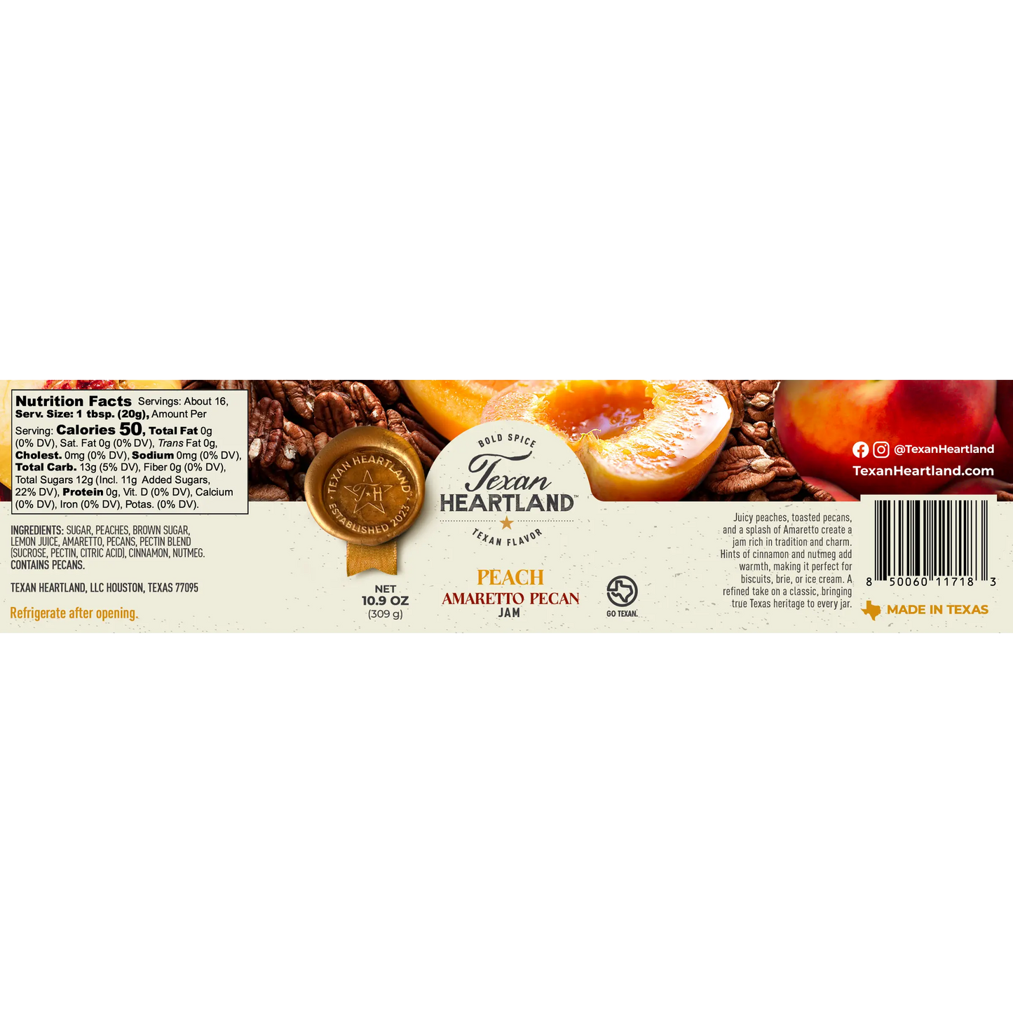 Texan Heartland Peach Amaretto Pecan Jam