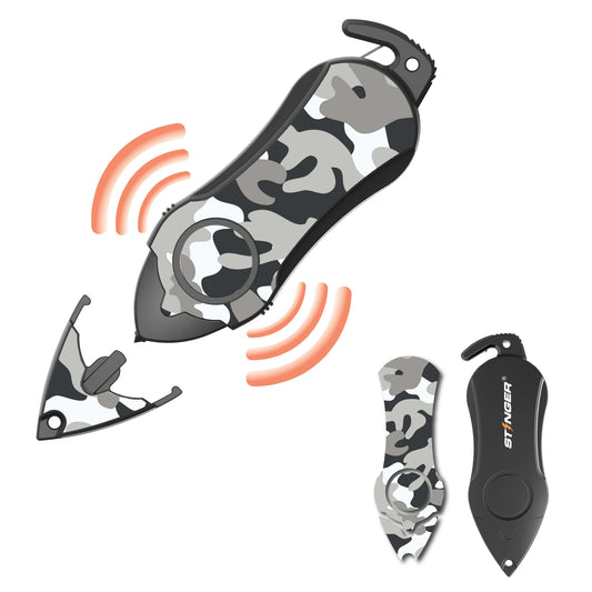 Stinger Survival Tools Personal Alarm Keychain Safety Emergency Tool (Camouflage Black)
