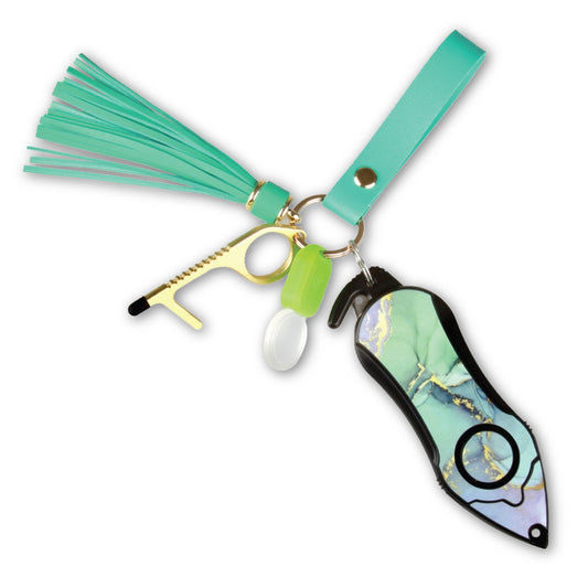 Stinger Survival Tools Personal Alarm Keychain Safety Emergency Tool (Green Marble)