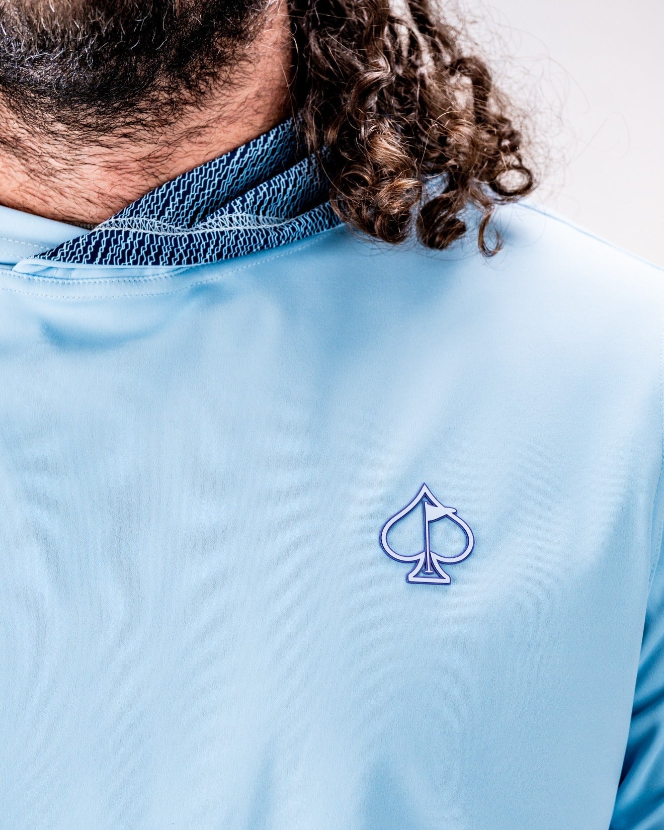 Pins and Aces Performance Golf Hoodie - Squiggle Blue