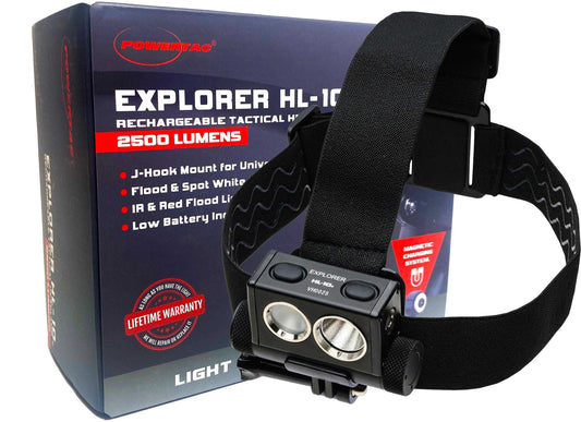 Powertac Explorer HL-10 - 2,550 Lumen White/Red/IR Headlamp