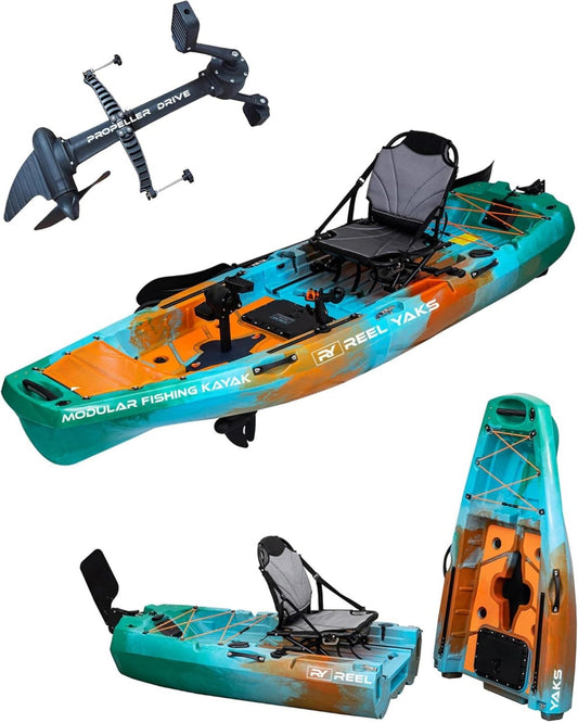 ReelYaks 10ft Radar Modular Propeller Drive Pedal Fishing Kayak | 430lbs Capacity | 2 Piece