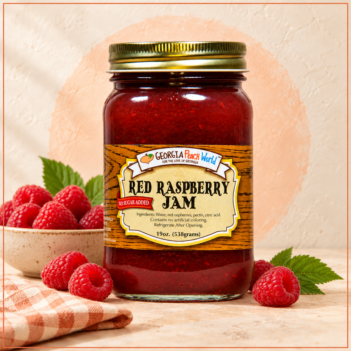 Georgia Peach Red Raspberry Jam - No Sugar Added