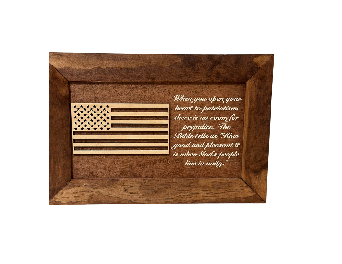 Bellewood Designs - American Flag Decorative Wall-Mounted Gun Cabinet (Red Oak )