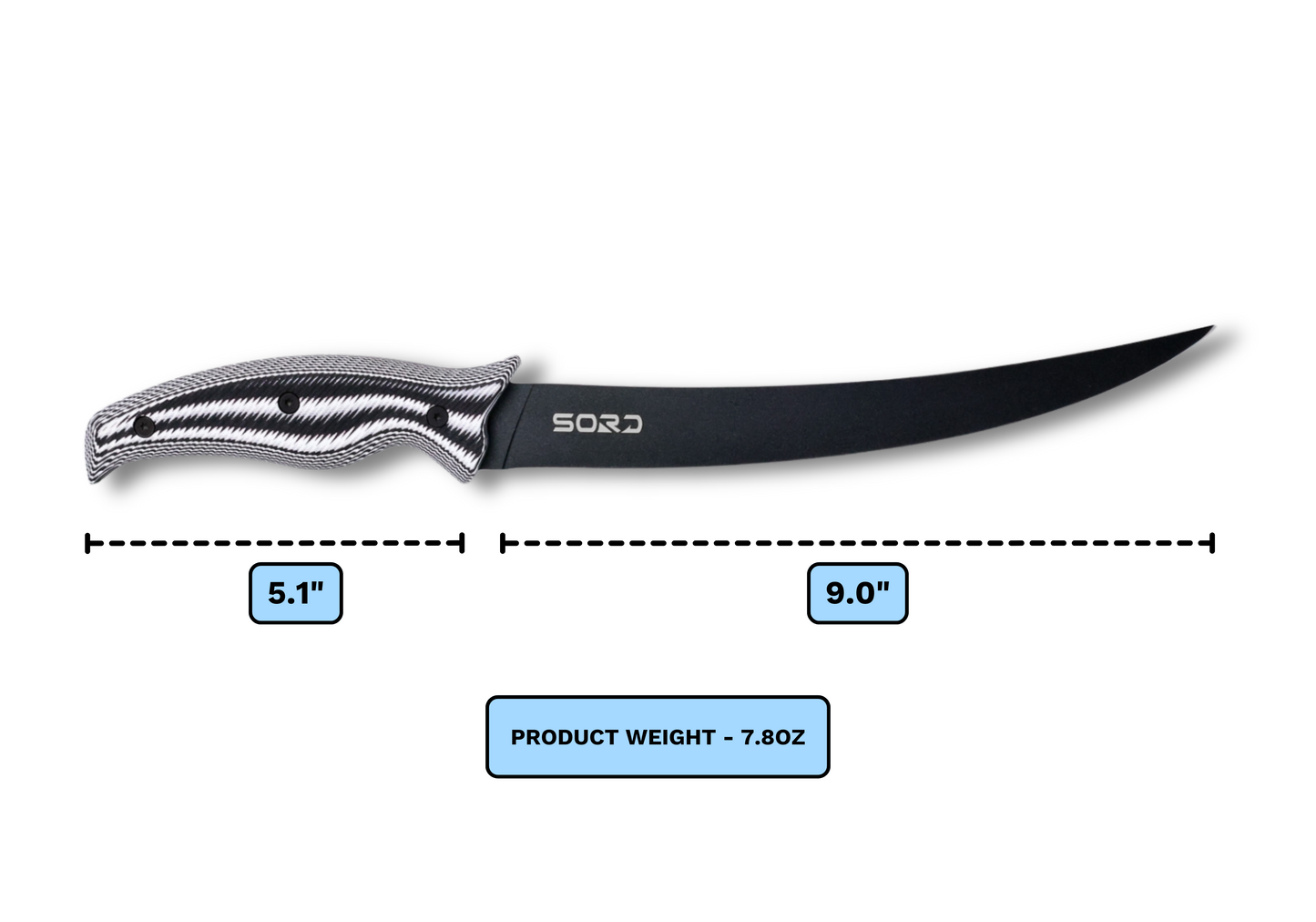 SORD Fishing 9" FILLET KNIFE - MEDIUM FLEX