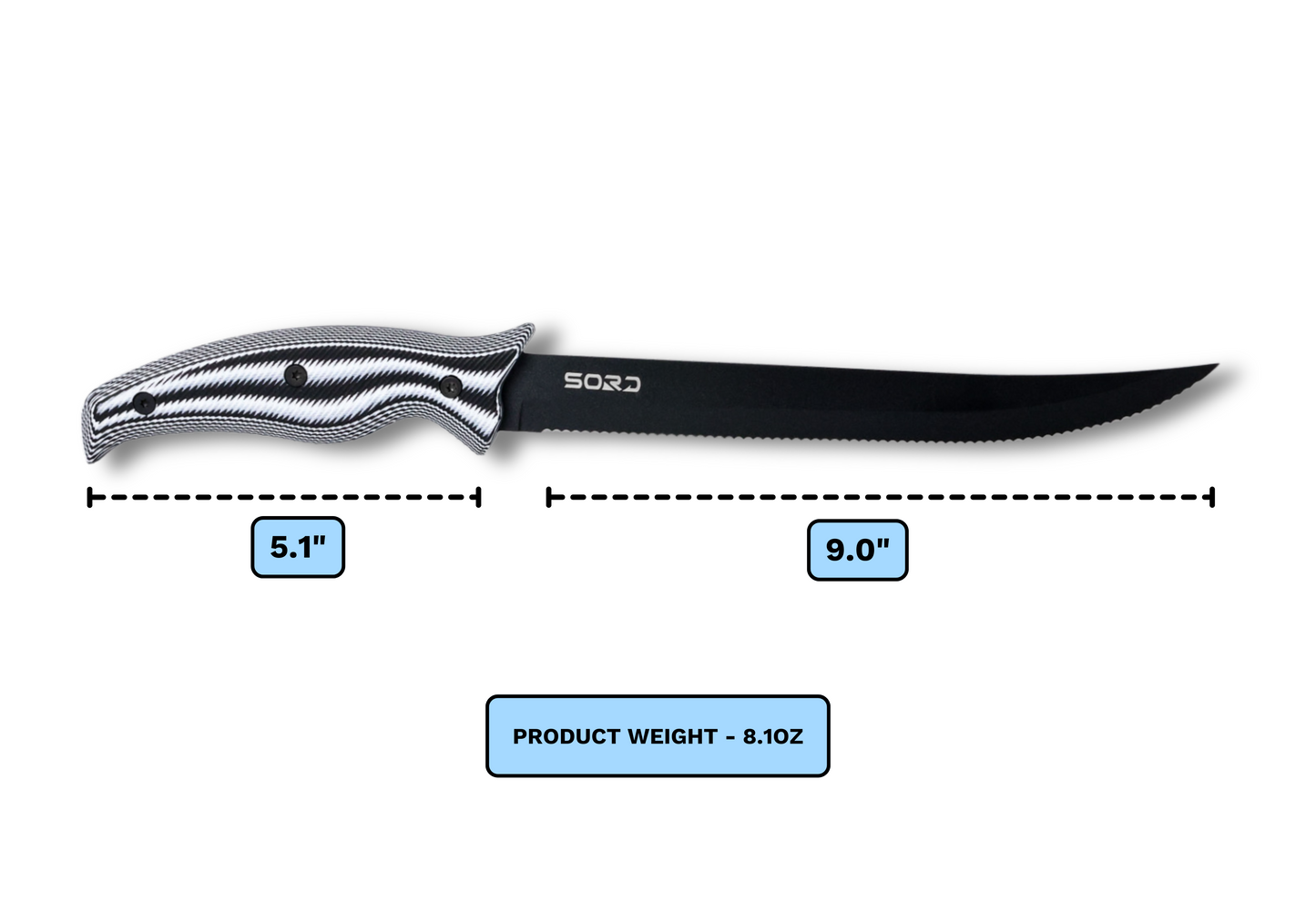 SORD Fishing 9" SERRATED BLADE