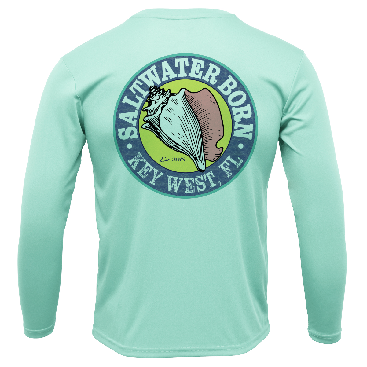 Saltwater Born Key West, FL Florida Flag Long Sleeve UPF 50+ Dry-Fit Shirt