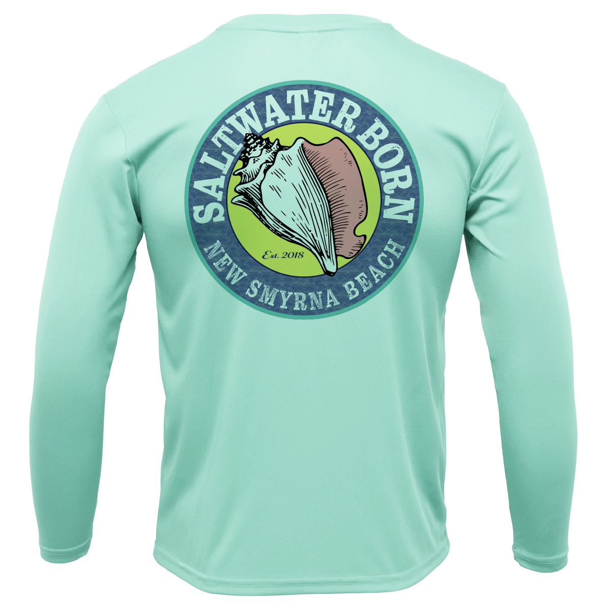 Saltwater Born New Smyrna Beach, FL Logo Men's Long Sleeve UPF 50+ Dry-Fit Shirt