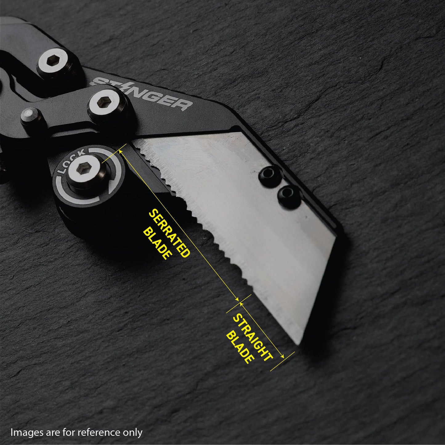Stinger Survival Tools P01 Partially Serrated Utility Blade Replacement - Laser Engraved Silver Damascus Style (3 pcs)