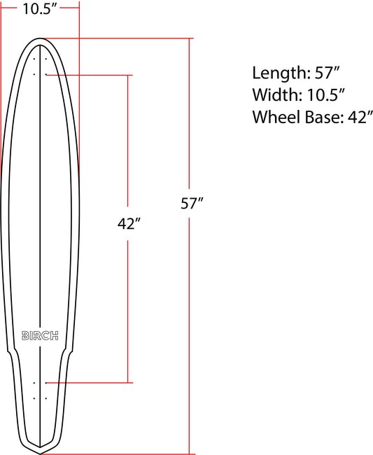 BIRCH 57" SHAKER: Longboard Cruiser Skateboard - Complete Setup