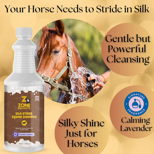 Zone Protects Silk-Stride Equine Shampoo; Frosted Lavender, 32oz