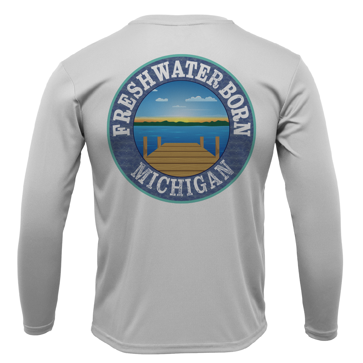 Saltwater Born Michigan USA Freshwater Born Men's Long Sleeve UPF 50+ Dry-Fit Shirt