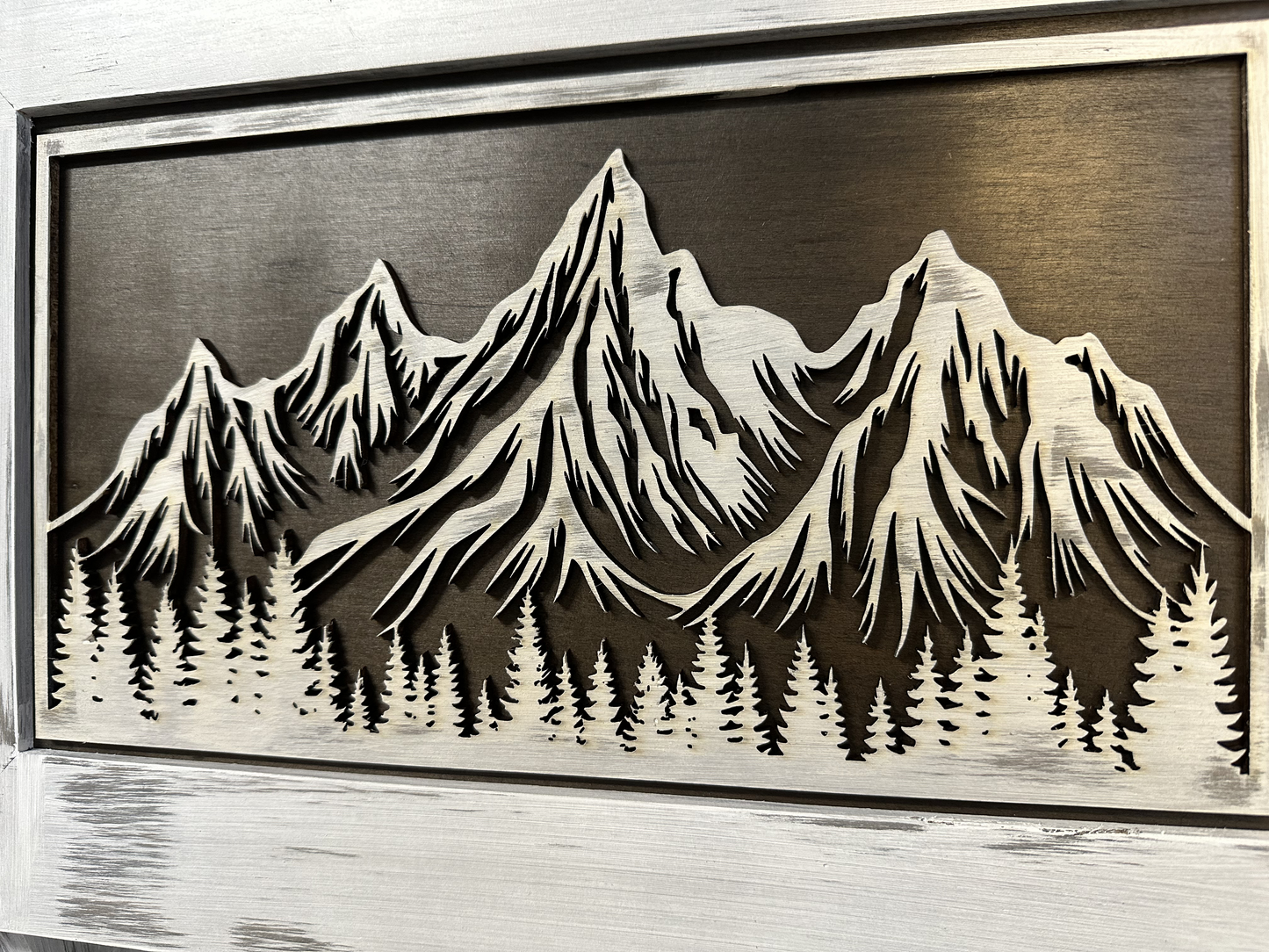 Bellewood Designs - Hidden Gun Safe Coat Rack Snow Mountain Wall Decoration Concealed Shelf Firearm Cabinet