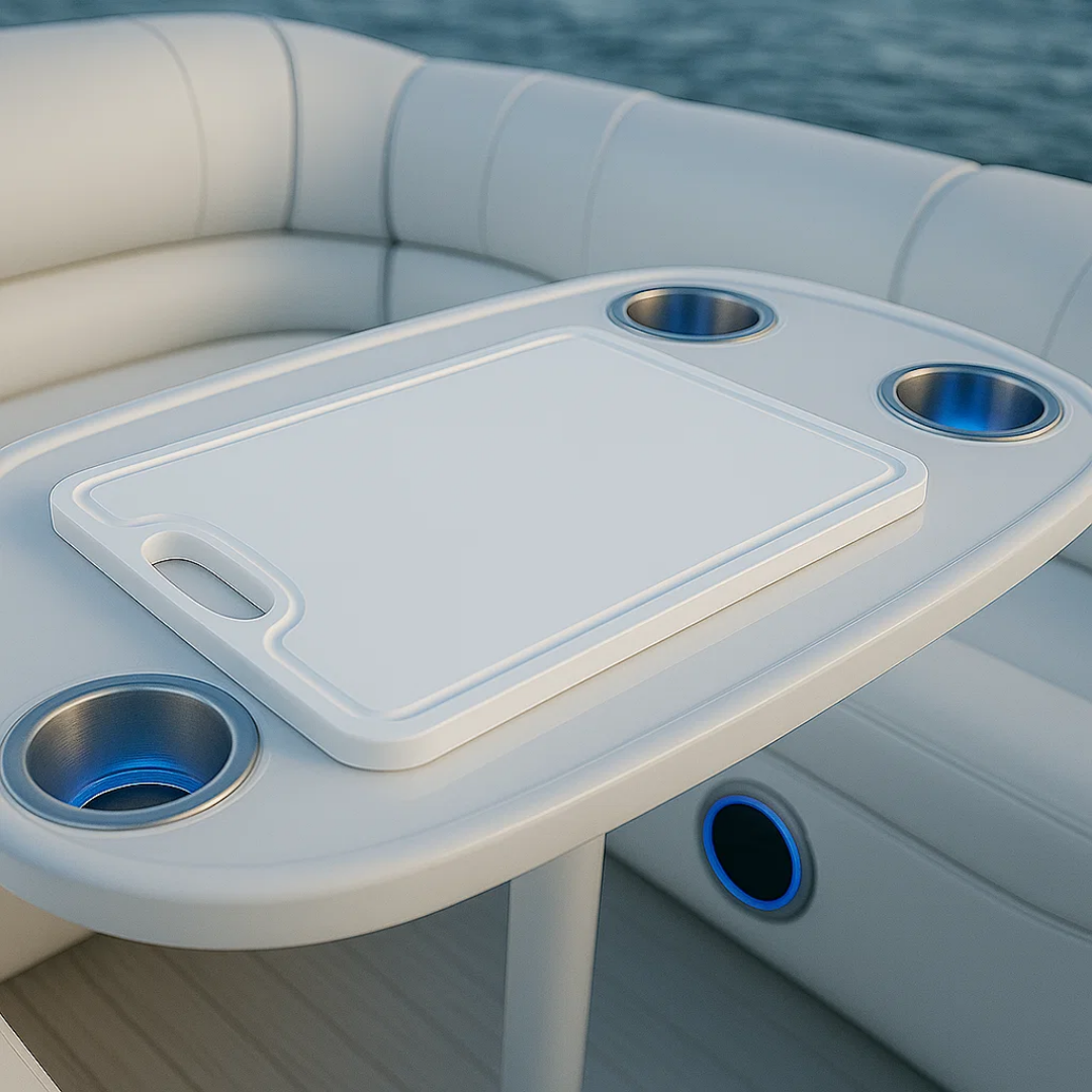 TRAPSKI Premium Cutting Board | Textured 1/2 inch HDPE UV Protected | Non-Skid or Mark Rubber Feet | Great for Boats & any Counter-top