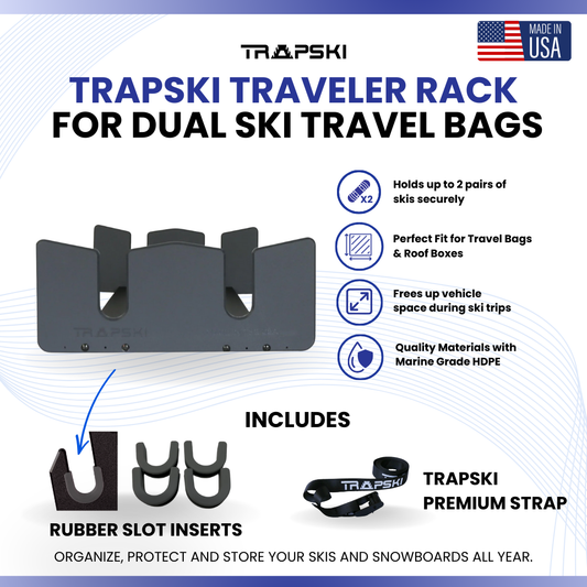 TRAPSKI Traveler Rack for Dual/Double Ski Travel Bags