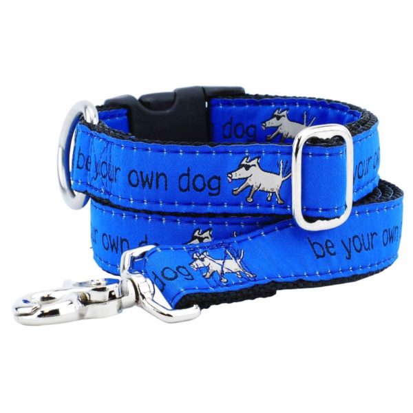 2 Hounds Design 1″ Be Your Own Dog Teddy The Dog Blue Ribbon Dog Leash