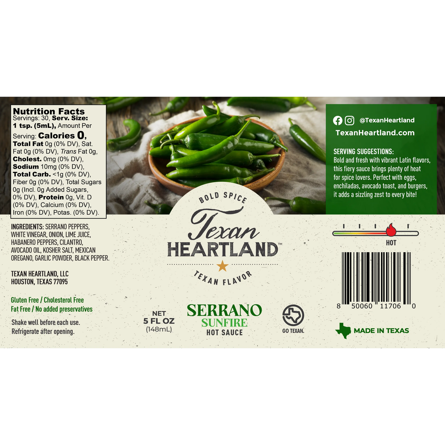 Texan Heartland Serrano Sunfire Hot Sauce