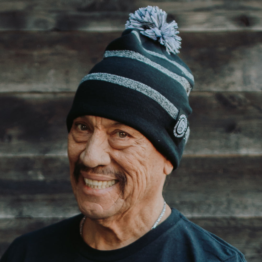 Trejo's Tacos Black / Heather Grey Stripe Pom Pom Beanie (Trejo's Tacos)