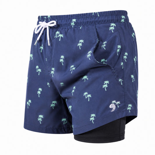 Dry Pocket Tropical Trees - Waterproof Pocket Swim Shorts - Athletic Liner