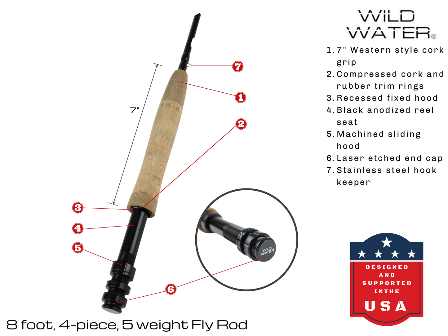 Wild Water - 8 ft, 5 wt, 4-piece Fly Rod