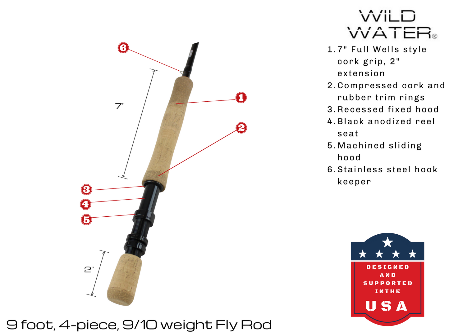 Wild Water - 9 ft 9/10 wt 4 Piece Fly Rod