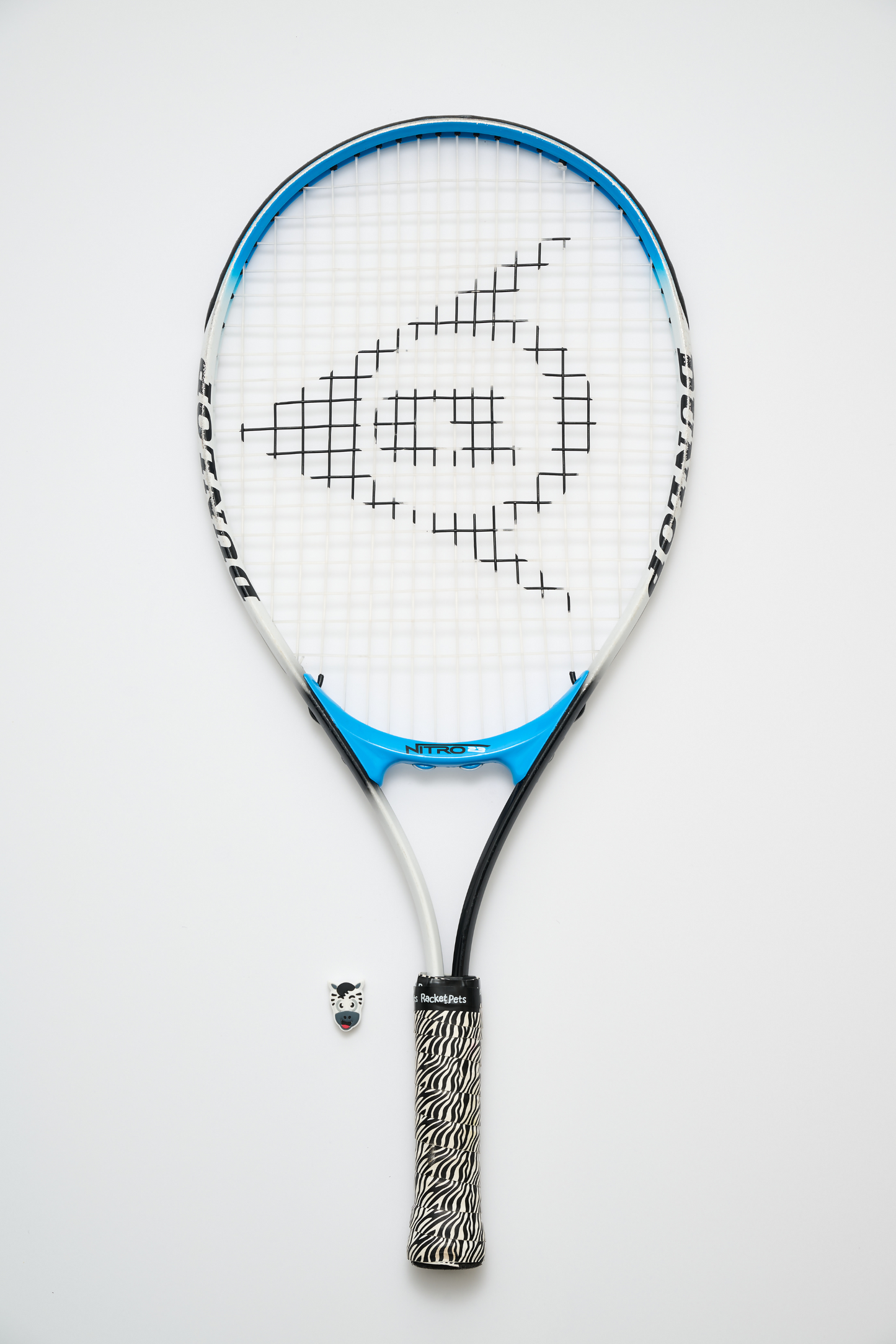 Racket Pets Zebra Black/White Tennis Overgrip Tape and Matching Shock Absorbing Dampener for Tennis Racket