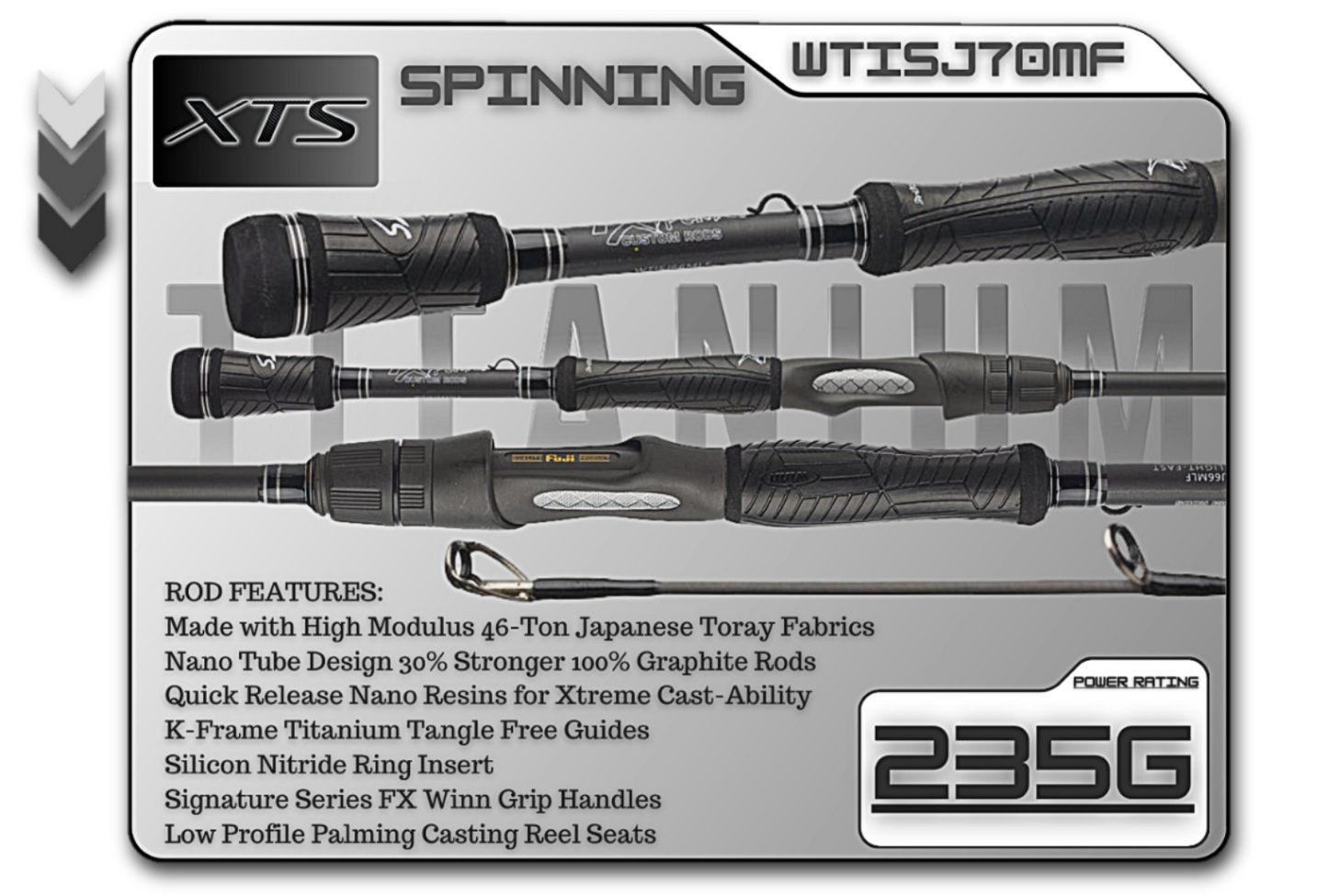Fish Xtreme Rods WTISJ70MF 7'0" Medium Fast Spinning Rod **TITANIUM SERIES**