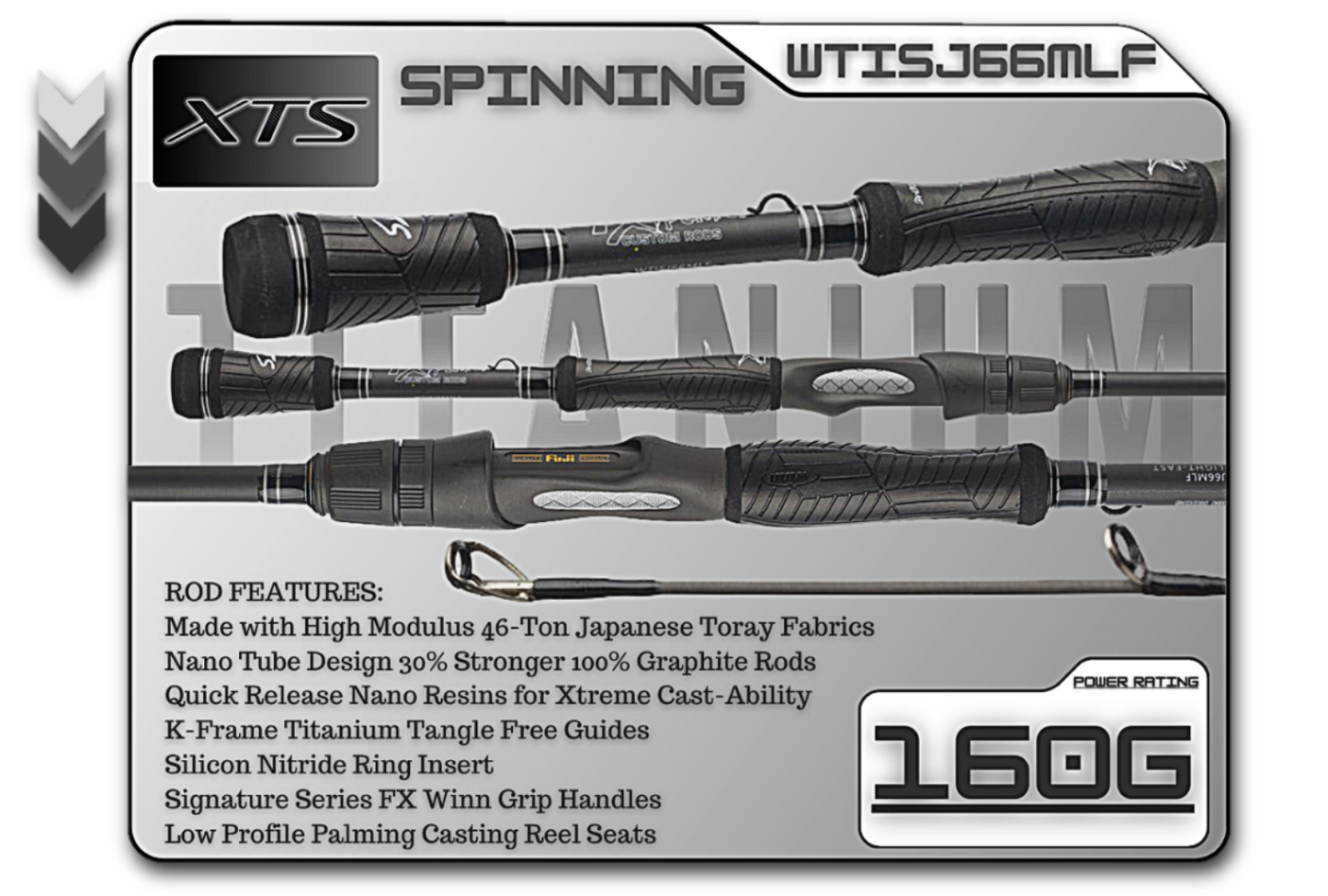 Fish Xtreme Rods WTISJ66MLF 6'6" Medium Light Fast Spinning Rod **TITANIUM SERIES**