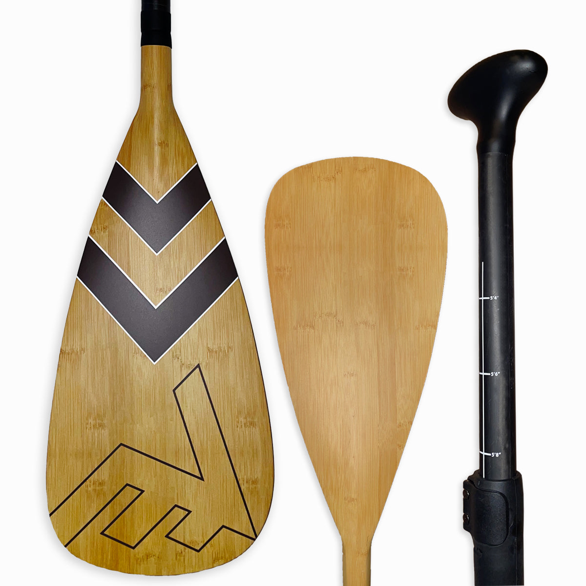 Vamo Life Carbon-Fiberglass Adjustable Paddle with ABS Edge - Bamboo/Brown