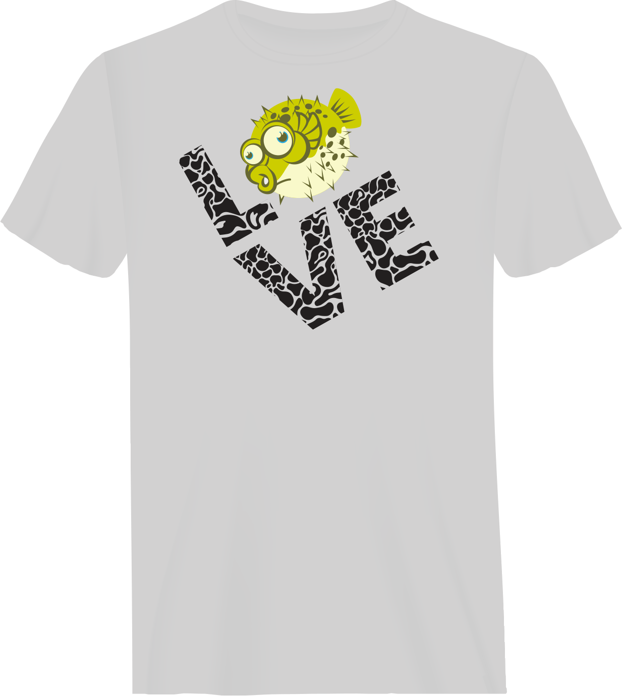 Outdoorzees Love Fishing Green Blowfish Globe Man T-Shirt