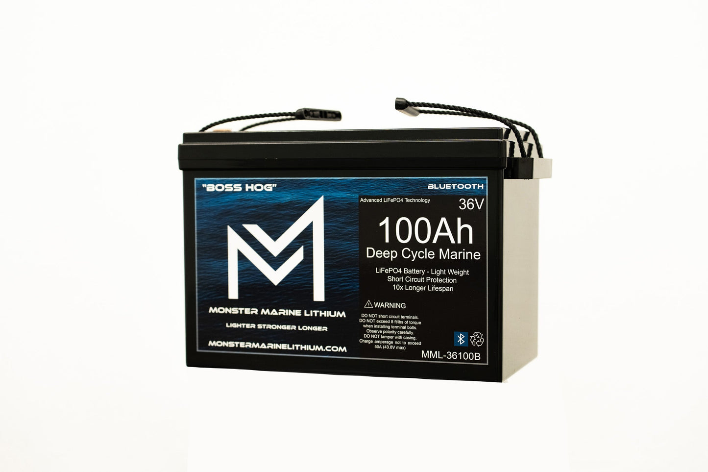 Monster Marine Lithium 36V 100AH Bluetooth Deep Cycle Lithium Marine Trolling Battery MML-36100B āBoss Hogā