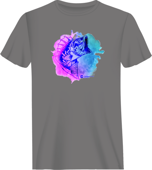 Outdoorzees Watercolor Fishing Man T-Shirt