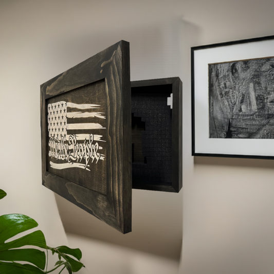 Bellewood Designs - American Flag Gun Cabinet We The People Decorative (Black and White)