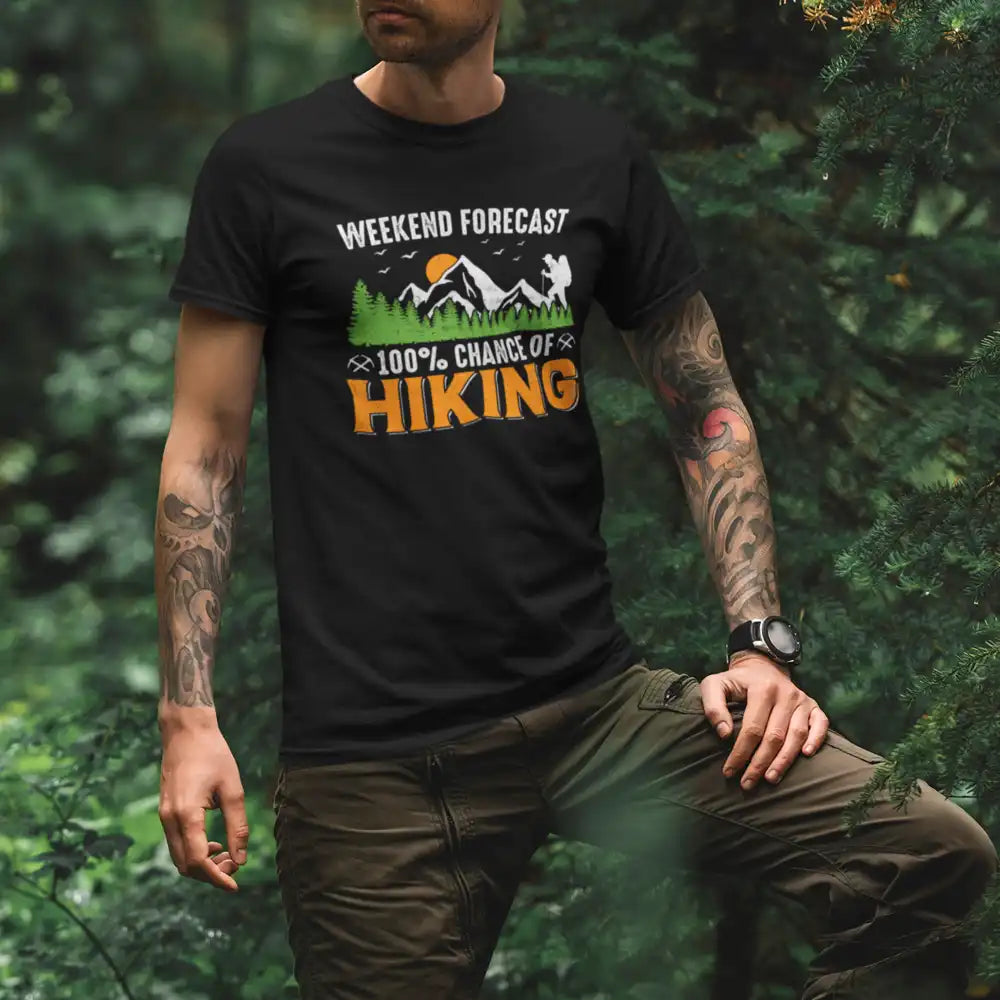 Outdoorzees Weekend Forecast 100% Hiking Man T-Shirt