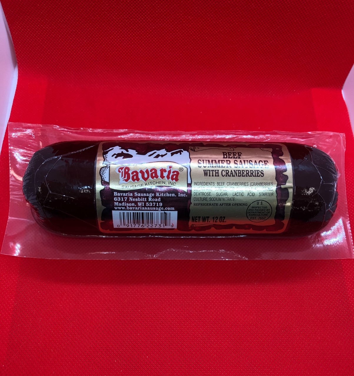 Mousehouse Cheesehaus Bavaria Beef Summer Sausage with Cranberries, 12oz