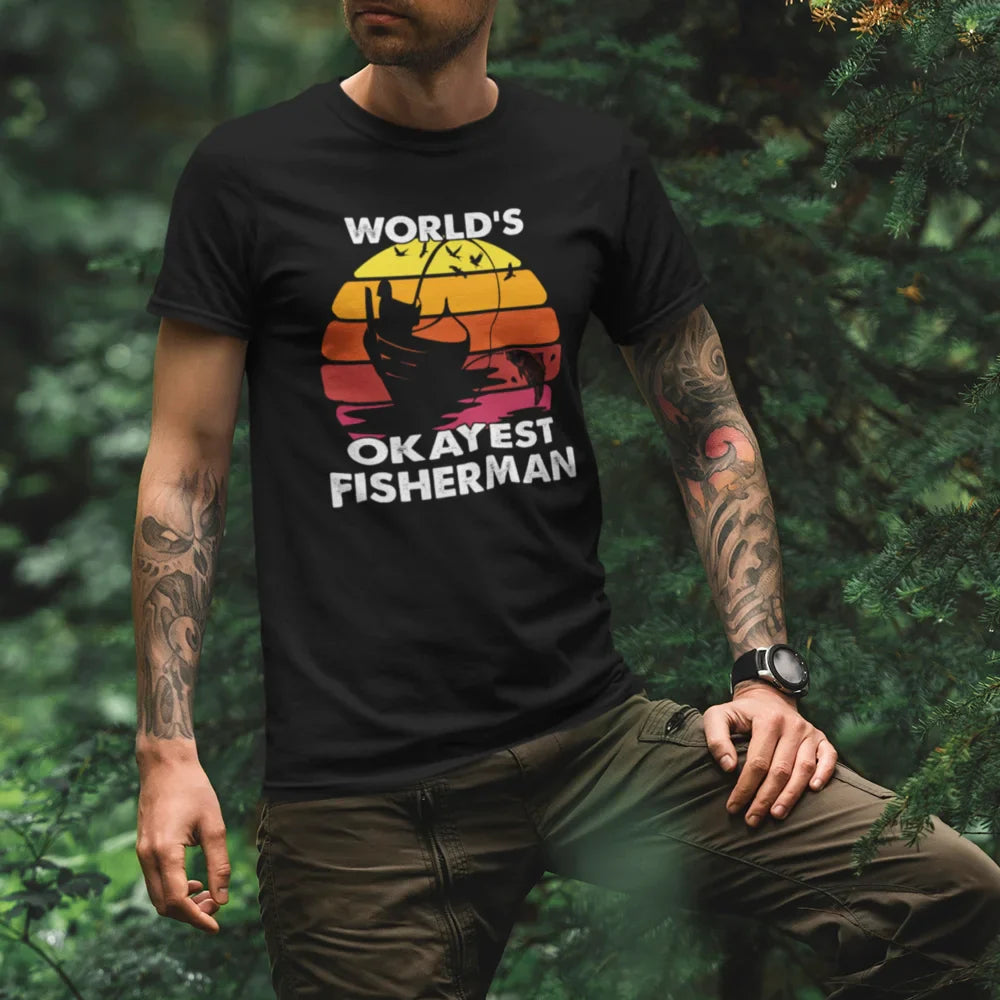 Outdoorzees World's Okayest Fisherman Man T-Shirt