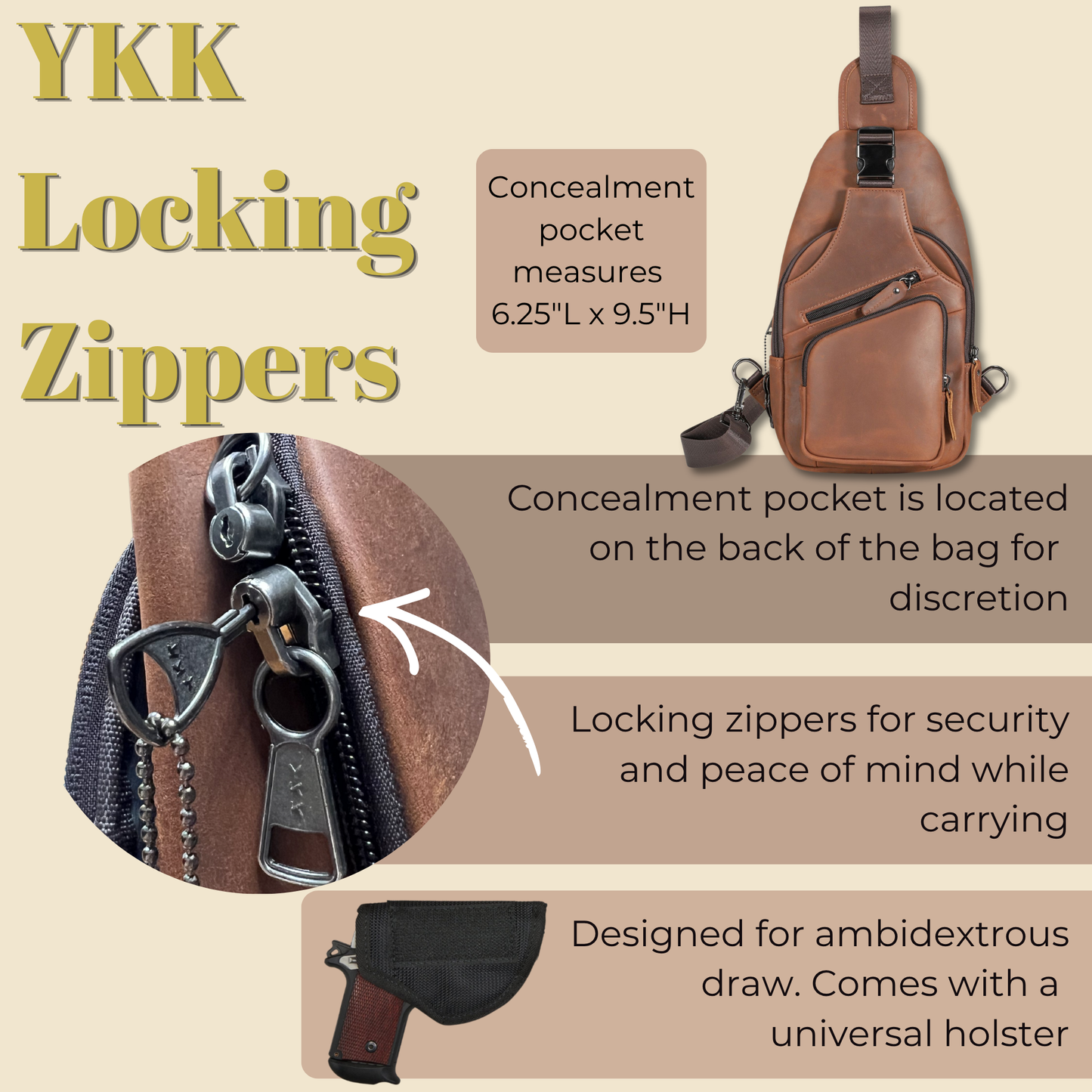 Concealed Carry Xander Leather Sling by Lady Conceal