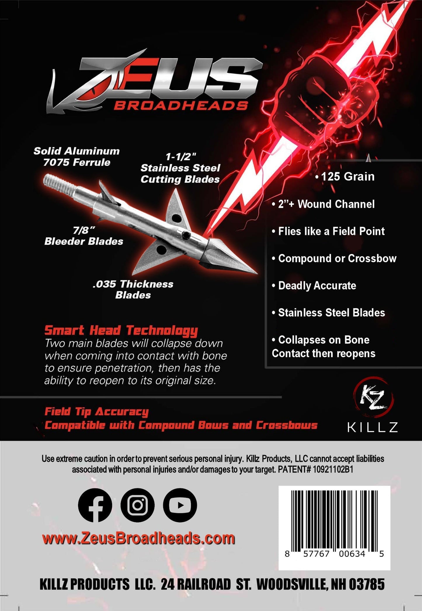 KILLZ ZEUS 125 GRAIN BROADHEADS (3 PACK)