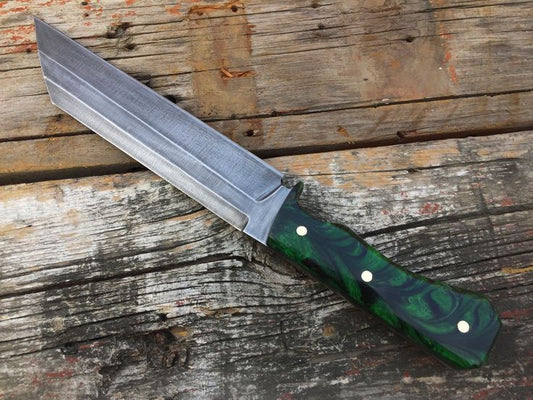 KBS Knives Custom Handmade Viking Seax with Leather Sheath
