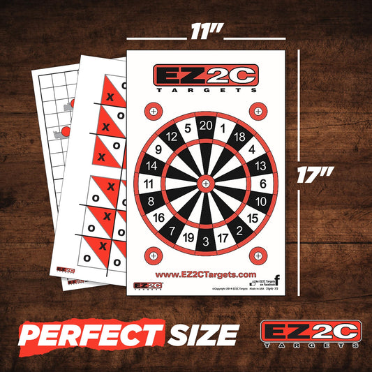EZ2C Targets #15: Dartboard Paper Shooting Target 11"x17" USA Made