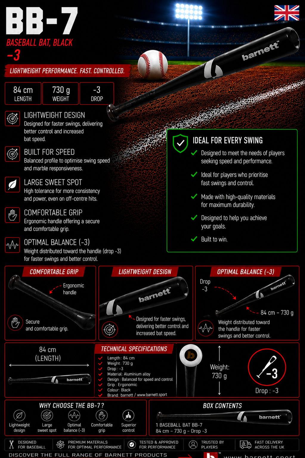 Barnett BB-7 Baseball bat in superior maple wood pro