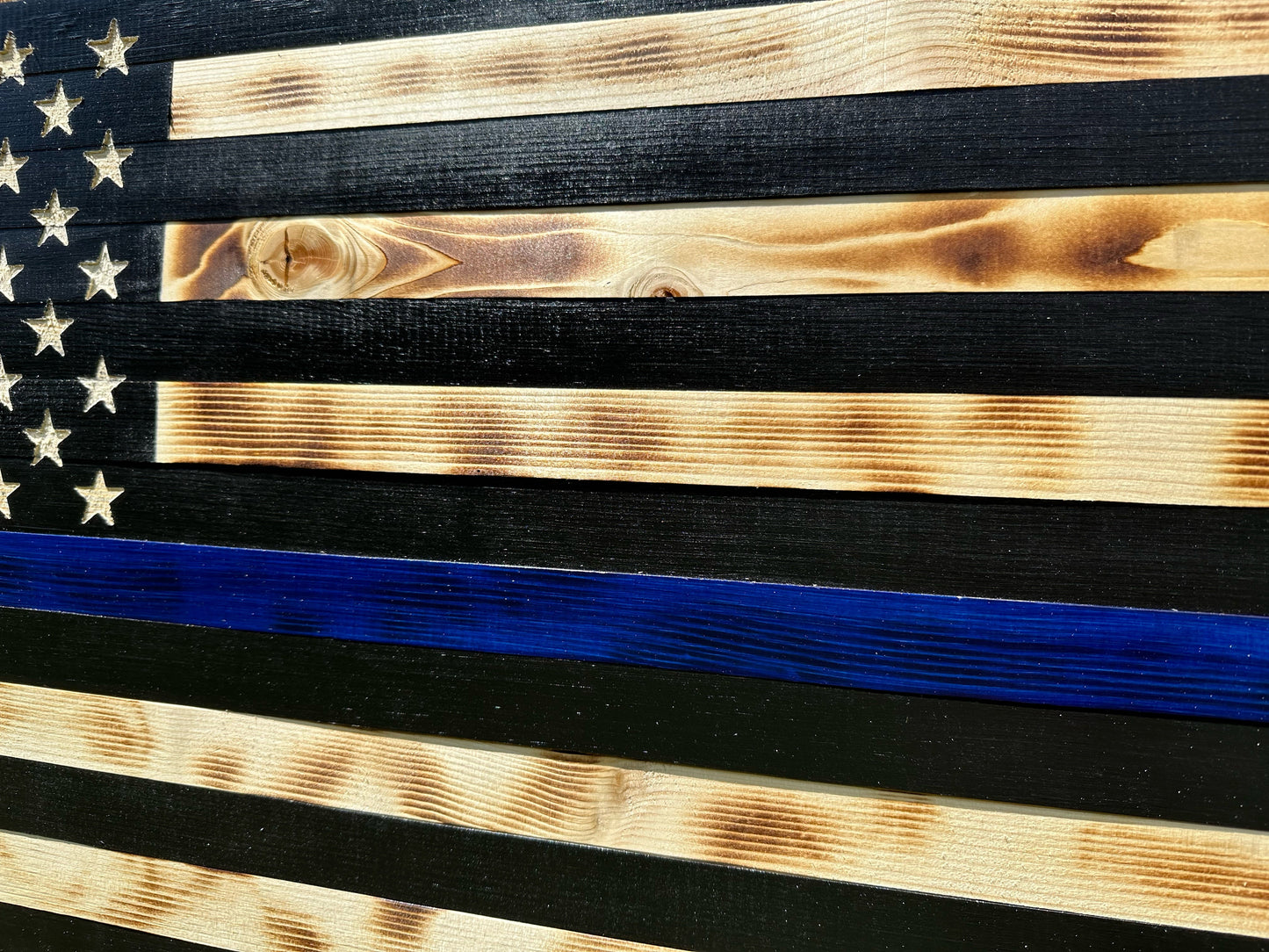 Bellewood Designs - Large Blue Line American Flag Hidden Gun Storage Cabinet (Blue Line)