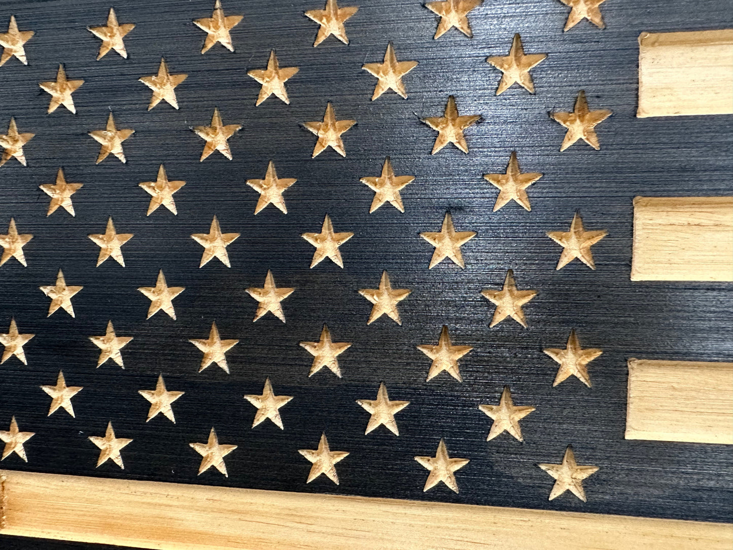 Bellewood Designs - Carved American Flag Decorative Wall-Mounted Secure Gun Cabinet