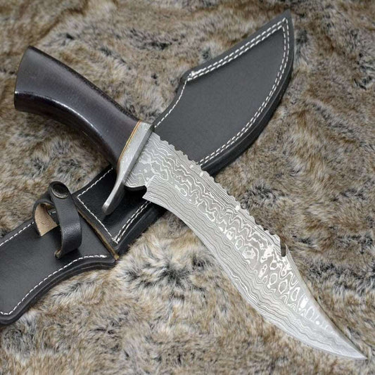 Shokunin USA BlackOps Damascus Hunting Knife with Micarta Handle