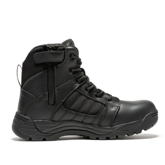 RockRooster Botas Pro Black Men's 6 inch Side Zipper Rubber Sole Tactical Boots BMP111BK